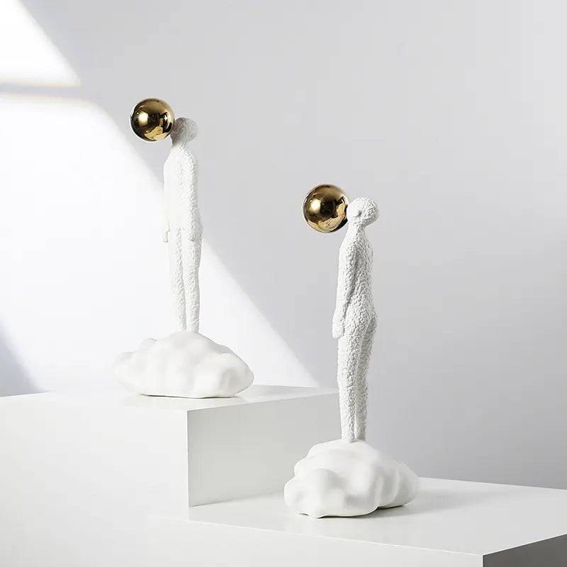 White & Gold Resin Figurative Sculpture - Large Fc-Sz2181A - Home Decor Figurines - ebarza Furniture UAE | Shop Modern Furniture in Abu Dhabi & Dubai - مفروشات ايبازرا في الامارات | تسوق اثاث عصري وديكورات مميزة في دبي وابوظبي