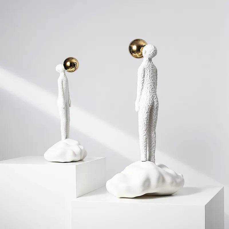 White & Gold Resin Figurative Sculpture - Large Fc-Sz2181A - Home Decor Figurines - ebarza Furniture UAE | Shop Modern Furniture in Abu Dhabi & Dubai - مفروشات ايبازرا في الامارات | تسوق اثاث عصري وديكورات مميزة في دبي وابوظبي