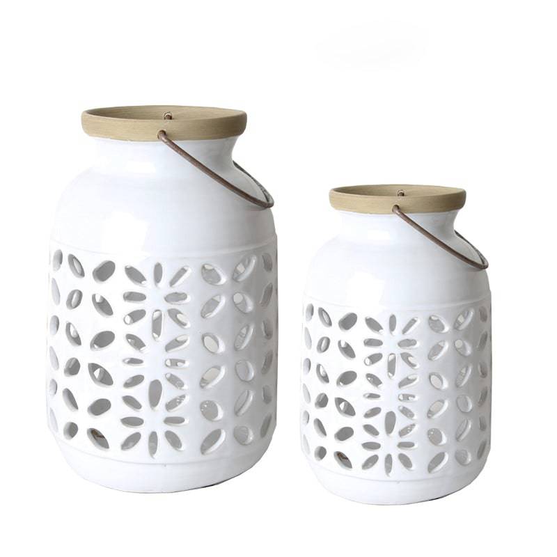 White Hurricane Lantern-B Fa-D2001B -  Candle Holders - ebarza Furniture UAE | Shop Modern Furniture in Abu Dhabi & Dubai - مفروشات ايبازرا في الامارات | تسوق اثاث عصري وديكورات مميزة في دبي وابوظبي