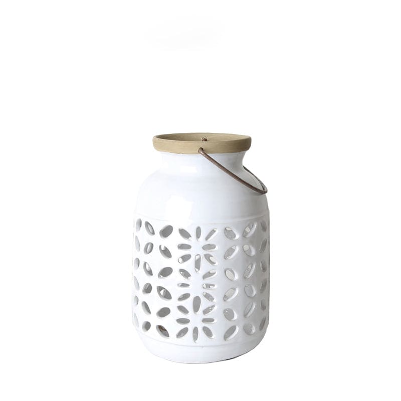 White Hurricane Lantern-B Fa-D2001B -  Candle Holders - ebarza Furniture UAE | Shop Modern Furniture in Abu Dhabi & Dubai - مفروشات ايبازرا في الامارات | تسوق اثاث عصري وديكورات مميزة في دبي وابوظبي