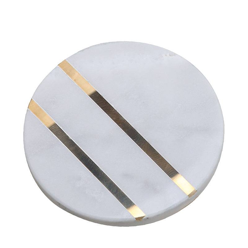 White Marble Coaster Circular Fb-T1922A - Coasters - ebarza Furniture UAE | Shop Modern Furniture in Abu Dhabi & Dubai - مفروشات ايبازرا في الامارات | تسوق اثاث عصري وديكورات مميزة في دبي وابوظبي