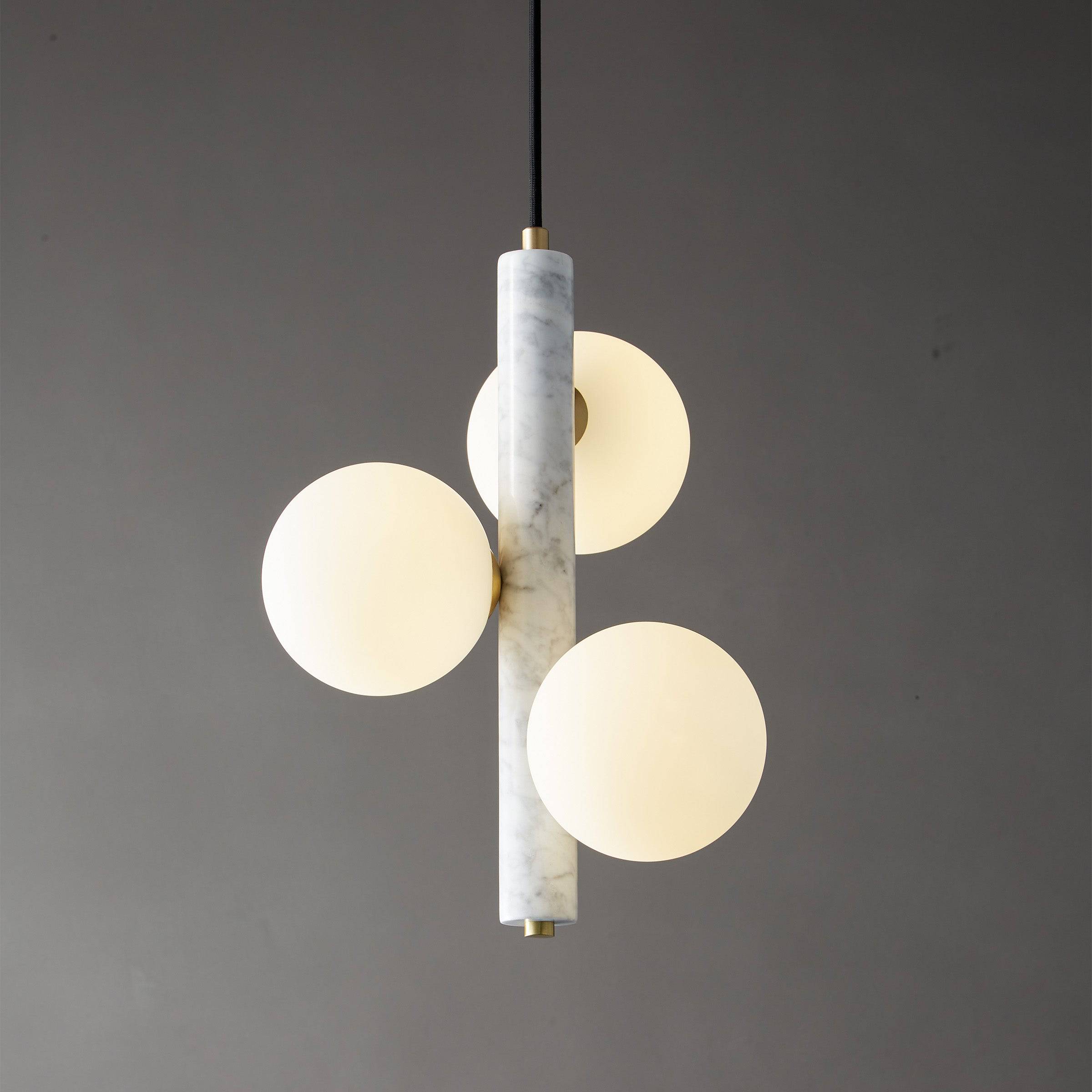 White Marble Pendant Lamp 7702-3-We - Pendant Lamps - ebarza Furniture UAE | Shop Modern Furniture in Abu Dhabi & Dubai - مفروشات ايبازرا في الامارات | تسوق اثاث عصري وديكورات مميزة في دبي وابوظبي
