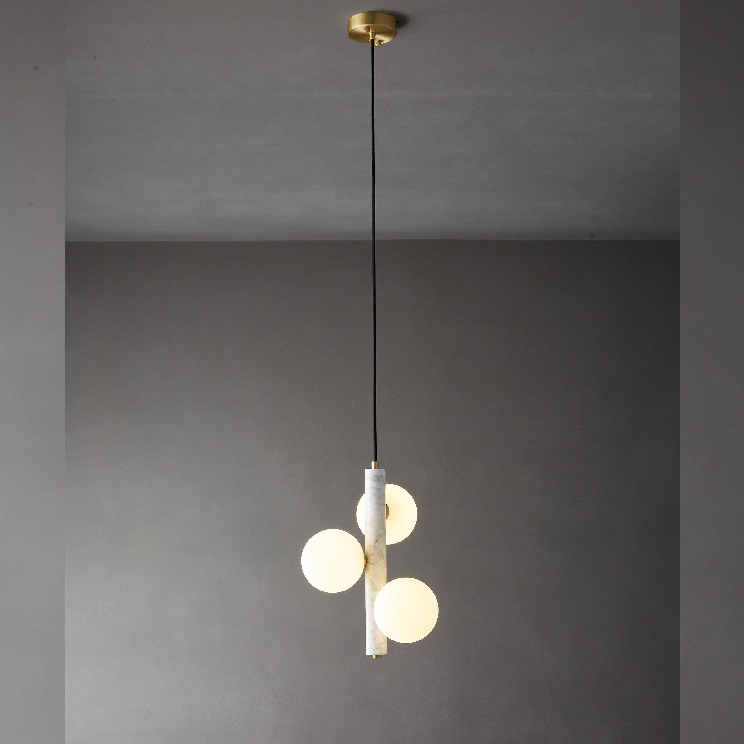 White Marble Pendant Lamp 7702-3-We - Pendant Lamps - ebarza Furniture UAE | Shop Modern Furniture in Abu Dhabi & Dubai - مفروشات ايبازرا في الامارات | تسوق اثاث عصري وديكورات مميزة في دبي وابوظبي