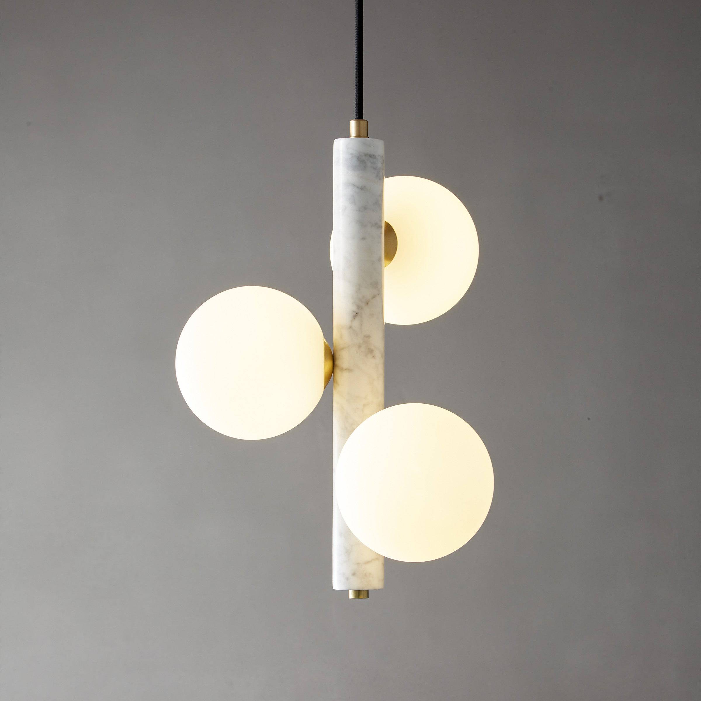 White Marble Pendant Lamp 7702-3-We - Pendant Lamps - ebarza Furniture UAE | Shop Modern Furniture in Abu Dhabi & Dubai - مفروشات ايبازرا في الامارات | تسوق اثاث عصري وديكورات مميزة في دبي وابوظبي