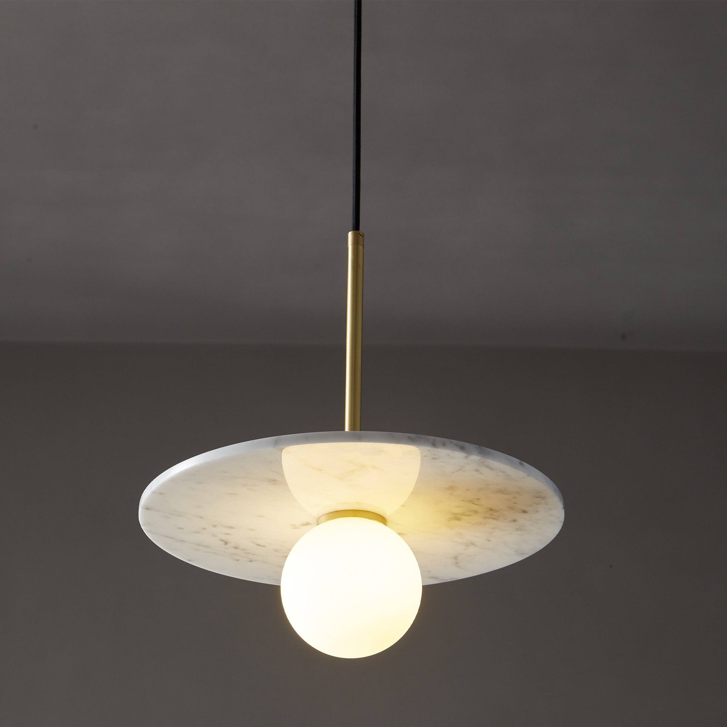 White Marble Pendant Lamp 7703S1-We - Pendant Lamps - ebarza Furniture UAE | Shop Modern Furniture in Abu Dhabi & Dubai - مفروشات ايبازرا في الامارات | تسوق اثاث عصري وديكورات مميزة في دبي وابوظبي