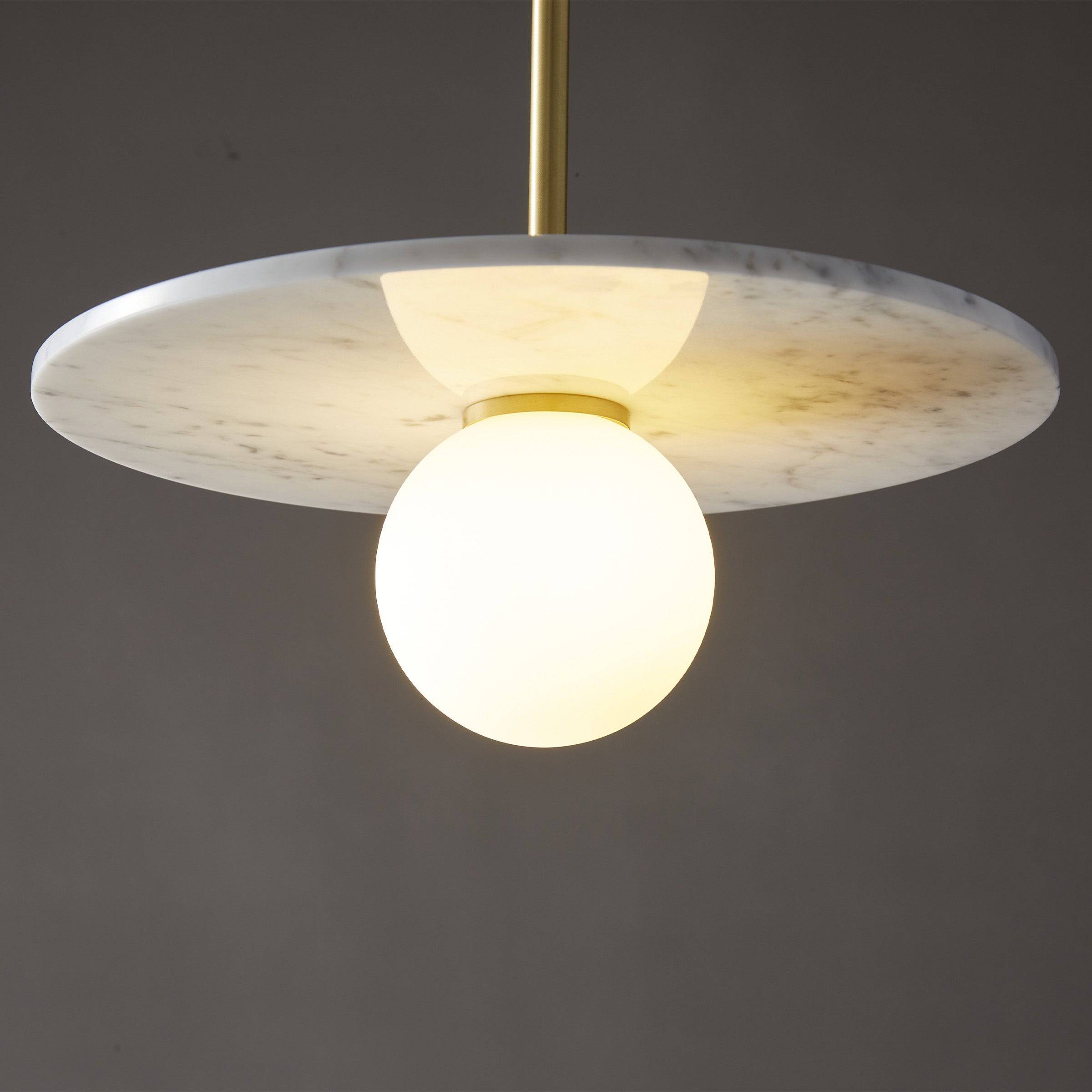 White Marble Pendant Lamp 7703S1-We - Pendant Lamps - ebarza Furniture UAE | Shop Modern Furniture in Abu Dhabi & Dubai - مفروشات ايبازرا في الامارات | تسوق اثاث عصري وديكورات مميزة في دبي وابوظبي