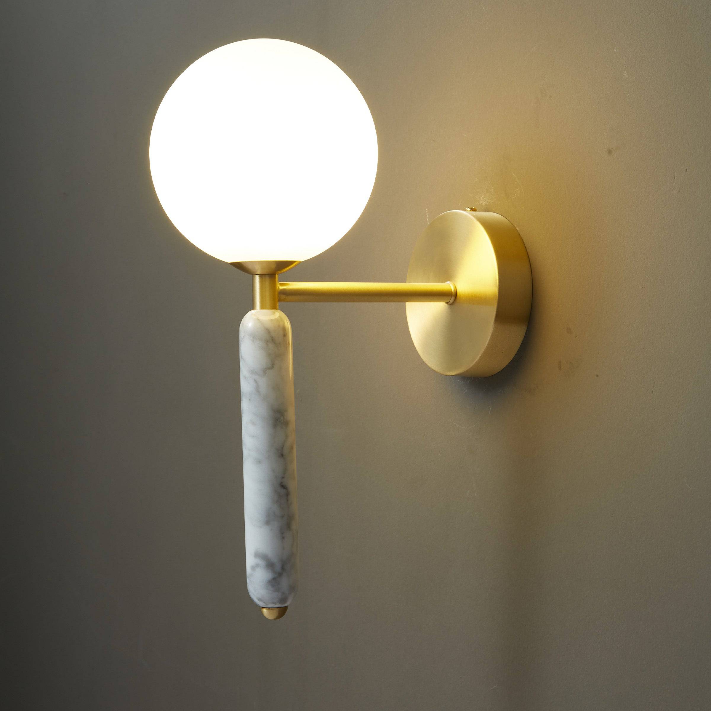 White Marble Wall Lamp 6602-We - Wall Lamps - ebarza Furniture UAE | Shop Modern Furniture in Abu Dhabi & Dubai - مفروشات ايبازرا في الامارات | تسوق اثاث عصري وديكورات مميزة في دبي وابوظبي