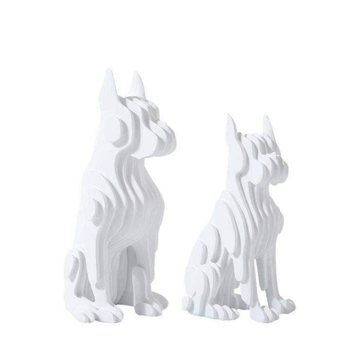 White Resin Abstract Dog Sculpture Fc-Sz2133A - Home Decor Figurines - ebarza Furniture UAE | Shop Modern Furniture in Abu Dhabi & Dubai - مفروشات ايبازرا في الامارات | تسوق اثاث عصري وديكورات مميزة في دبي وابوظبي