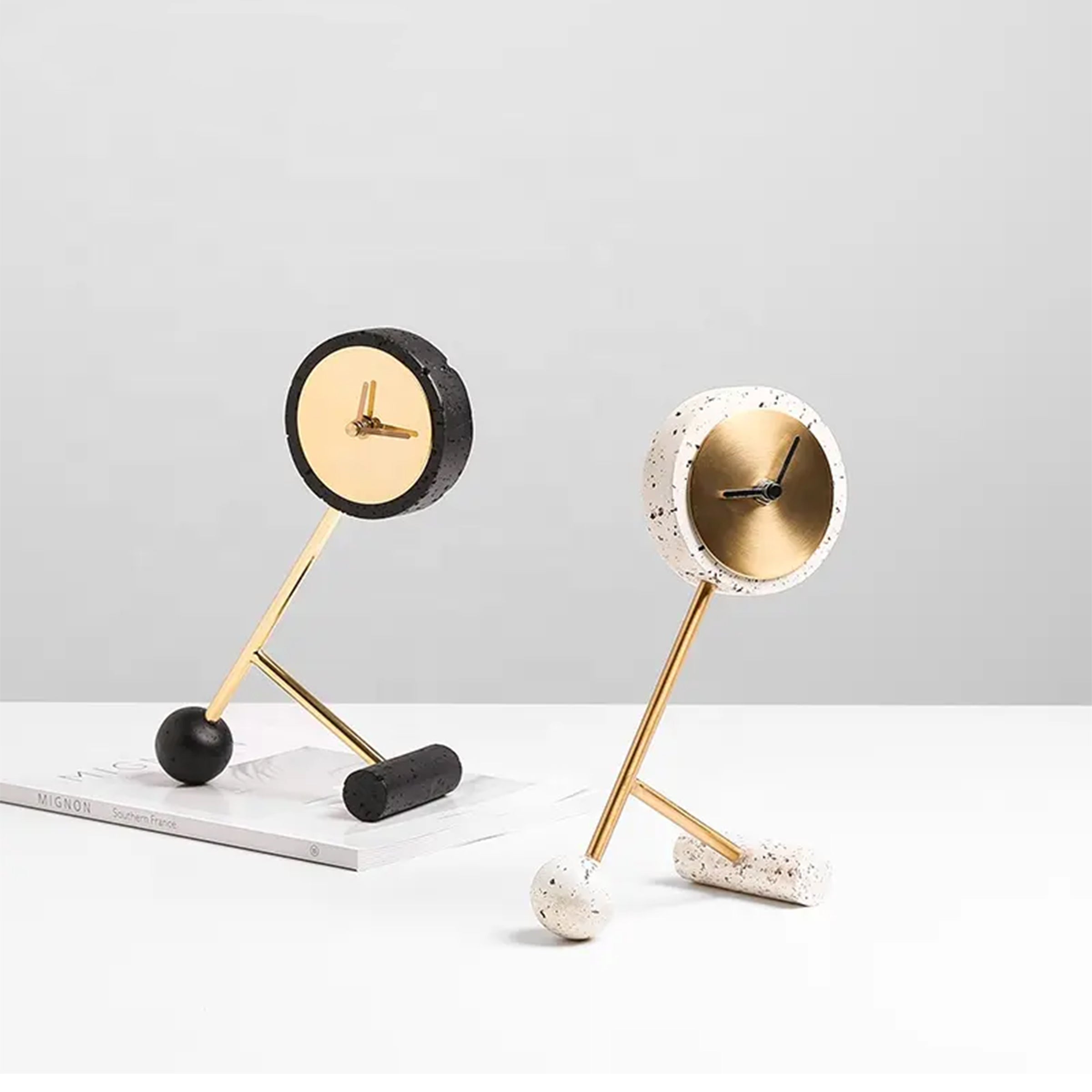 White Resin Clock With Gold Face FB-W22015A - Clocks - ebarza Furniture UAE | Shop Modern Furniture in Abu Dhabi & Dubai - مفروشات ايبازرا في الامارات | تسوق اثاث عصري وديكورات مميزة في دبي وابوظبي