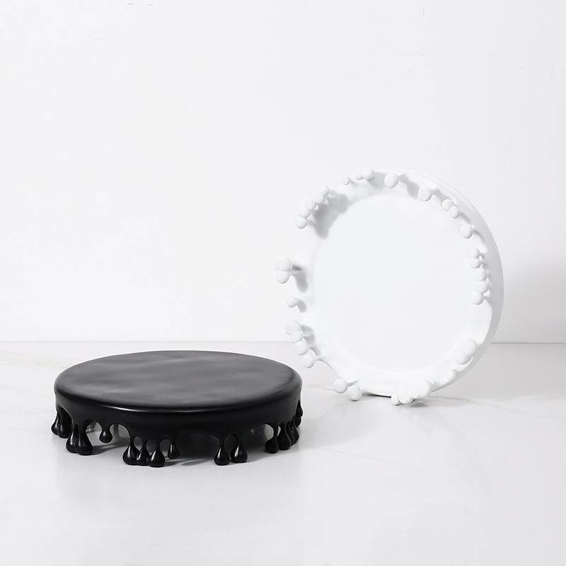White Resin Pedestal Tray Fc-Sz2162B -  Trays - ebarza Furniture UAE | Shop Modern Furniture in Abu Dhabi & Dubai - مفروشات ايبازرا في الامارات | تسوق اثاث عصري وديكورات مميزة في دبي وابوظبي