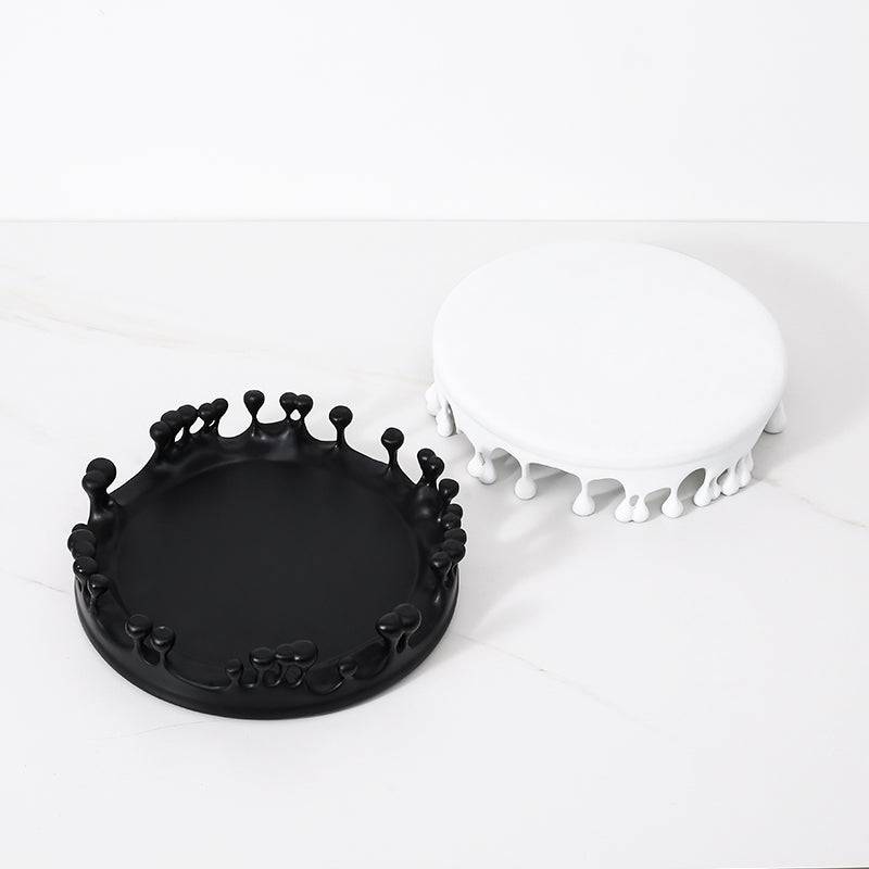 White Resin Pedestal Tray Fc-Sz2162B -  Trays - ebarza Furniture UAE | Shop Modern Furniture in Abu Dhabi & Dubai - مفروشات ايبازرا في الامارات | تسوق اثاث عصري وديكورات مميزة في دبي وابوظبي