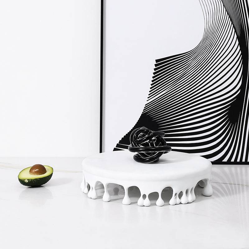 White Resin Pedestal Tray Fc-Sz2162B -  Trays - ebarza Furniture UAE | Shop Modern Furniture in Abu Dhabi & Dubai - مفروشات ايبازرا في الامارات | تسوق اثاث عصري وديكورات مميزة في دبي وابوظبي