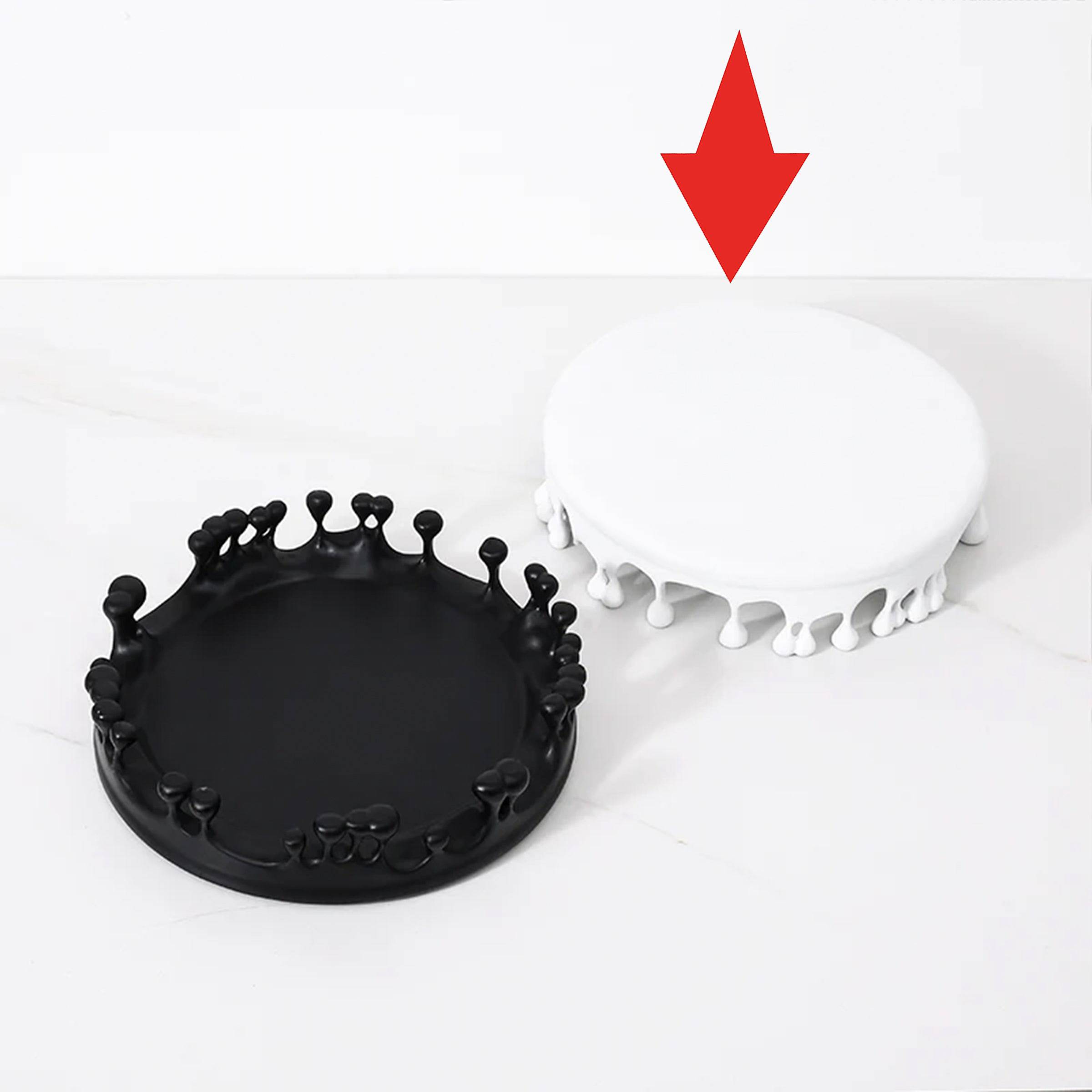 White Resin Pedestal Tray Fc-Sz2162B -  Trays - ebarza Furniture UAE | Shop Modern Furniture in Abu Dhabi & Dubai - مفروشات ايبازرا في الامارات | تسوق اثاث عصري وديكورات مميزة في دبي وابوظبي