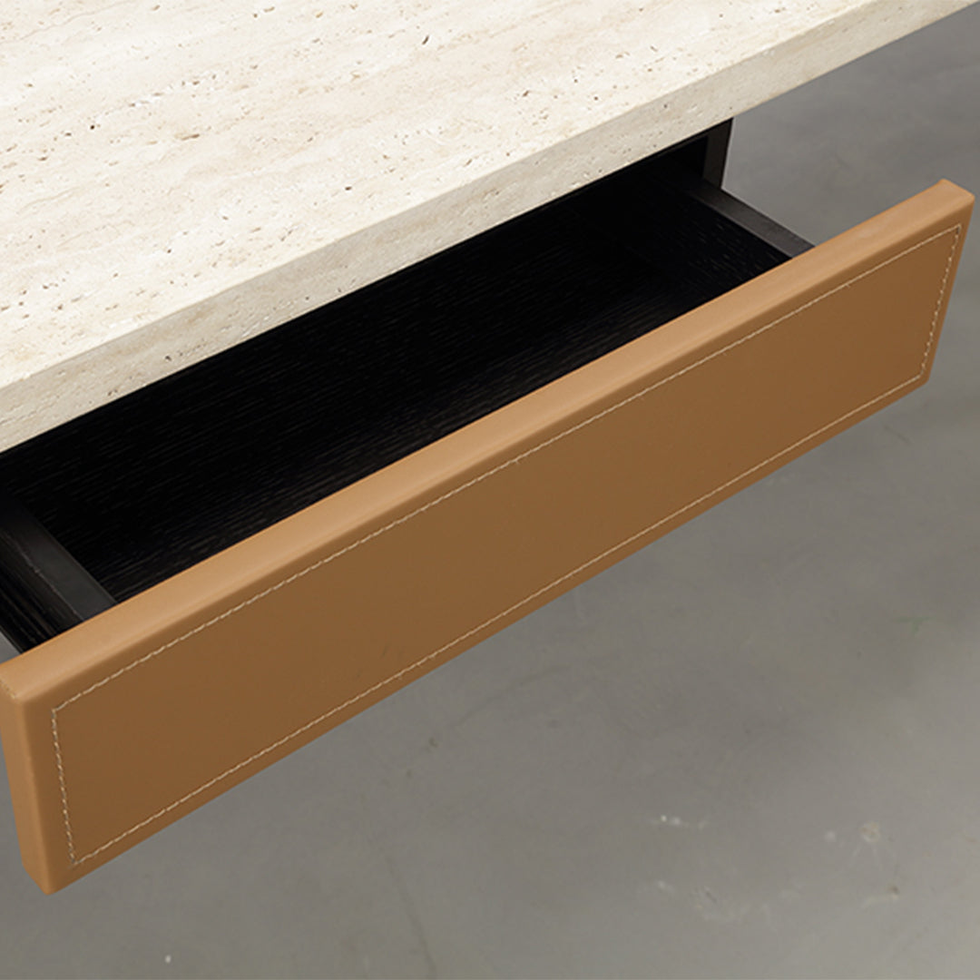 White Travertine Desk With Drawer T533-1(200CM) - Office Desks - ebarza Furniture UAE | Shop Modern Furniture in Abu Dhabi & Dubai - مفروشات ايبازرا في الامارات | تسوق اثاث عصري وديكورات مميزة في دبي وابوظبي