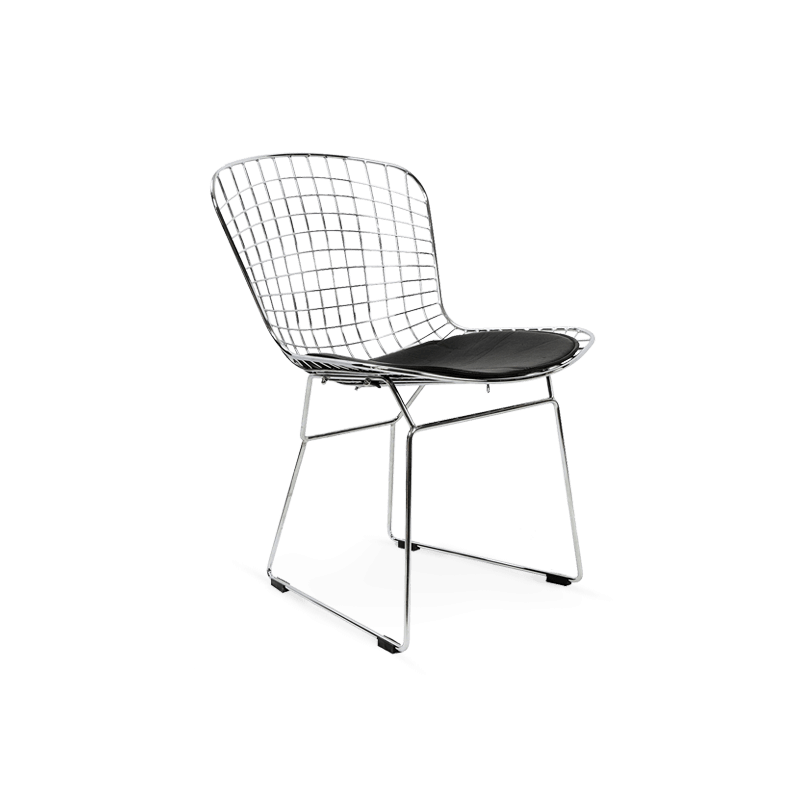 Wire Bar Stool & Pu Leather Cushion Bp8020-Cr(Black Cushion) -  Chairs - ebarza Furniture UAE | Shop Modern Furniture in Abu Dhabi & Dubai - مفروشات ايبازرا في الامارات | تسوق اثاث عصري وديكورات مميزة في دبي وابوظبي