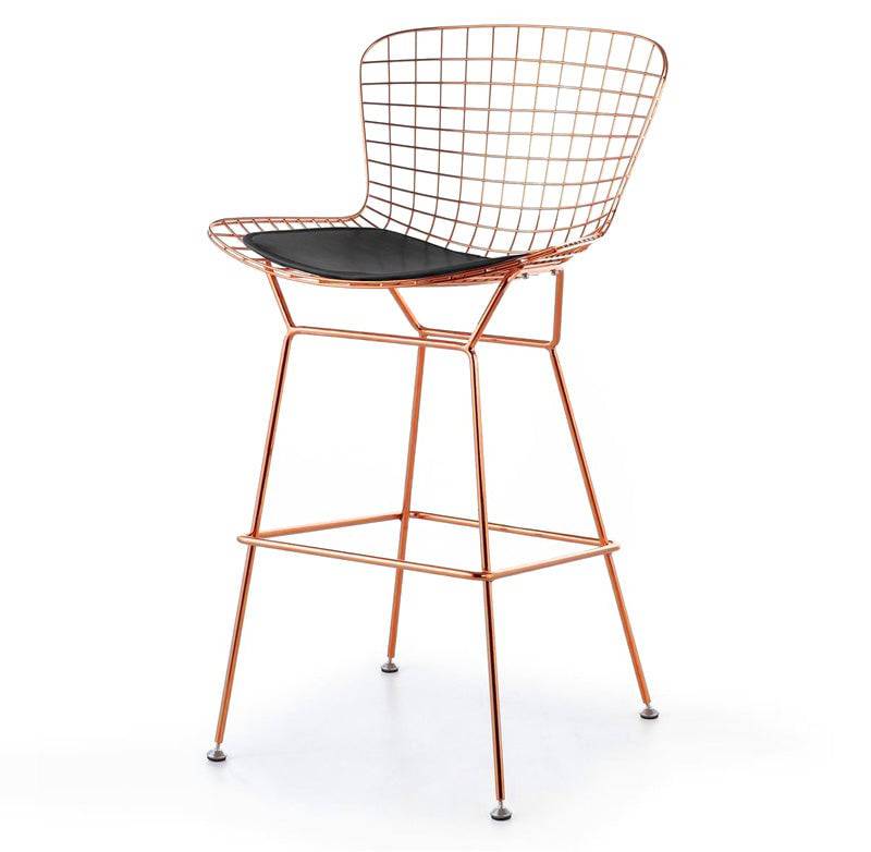 Wire Bar Stool & Pu Leather Cushion Bp8601-Rg - Bar Stools - ebarza Furniture UAE | Shop Modern Furniture in Abu Dhabi & Dubai - مفروشات ايبازرا في الامارات | تسوق اثاث عصري وديكورات مميزة في دبي وابوظبي