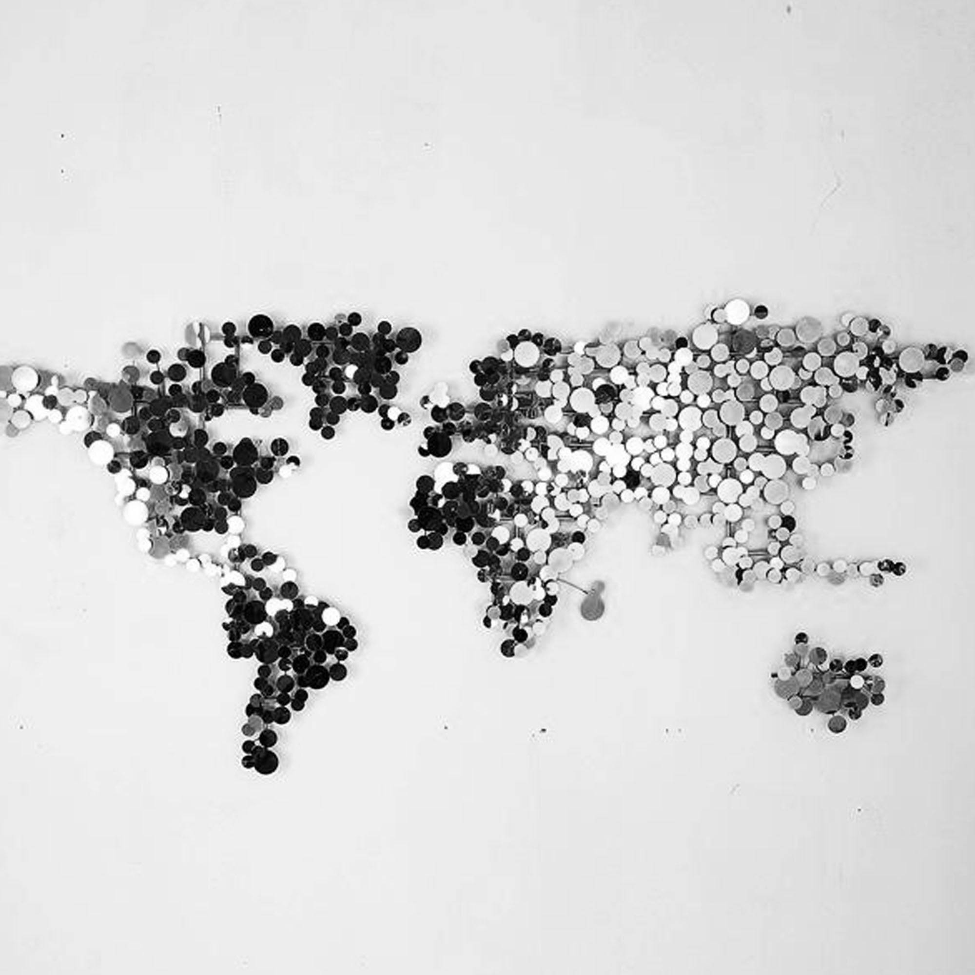 World Map Handcrafted Stainless Steel Artwork Z08025-Ch - Artwork - ebarza Furniture UAE | Shop Modern Furniture in Abu Dhabi & Dubai - مفروشات ايبازرا في الامارات | تسوق اثاث عصري وديكورات مميزة في دبي وابوظبي