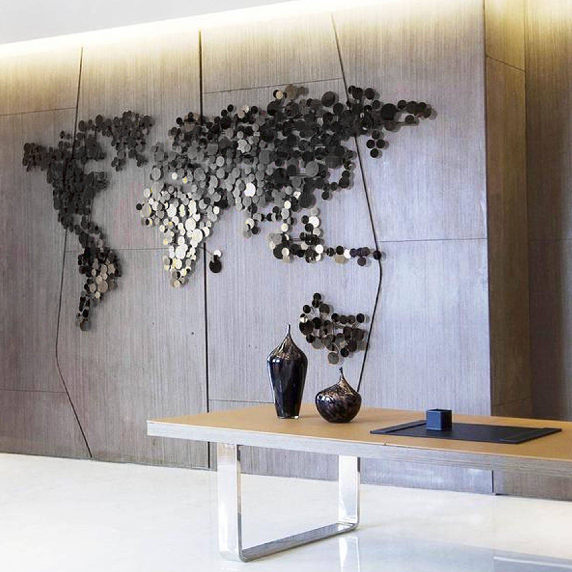 World Map Handcrafted Stainless Steel Artwork Z08025-Ch - Artwork - ebarza Furniture UAE | Shop Modern Furniture in Abu Dhabi & Dubai - مفروشات ايبازرا في الامارات | تسوق اثاث عصري وديكورات مميزة في دبي وابوظبي