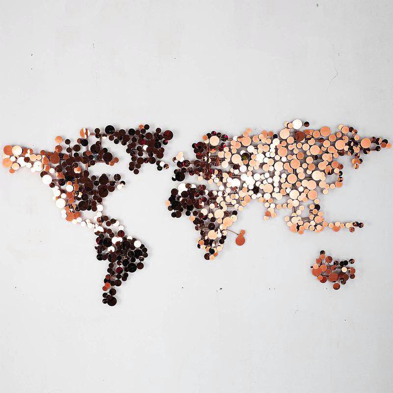 World Map Handcrafted Stainless Steel Artwork Z08025-Rg -  Artwork - ebarza Furniture UAE | Shop Modern Furniture in Abu Dhabi & Dubai - مفروشات ايبازرا في الامارات | تسوق اثاث عصري وديكورات مميزة في دبي وابوظبي