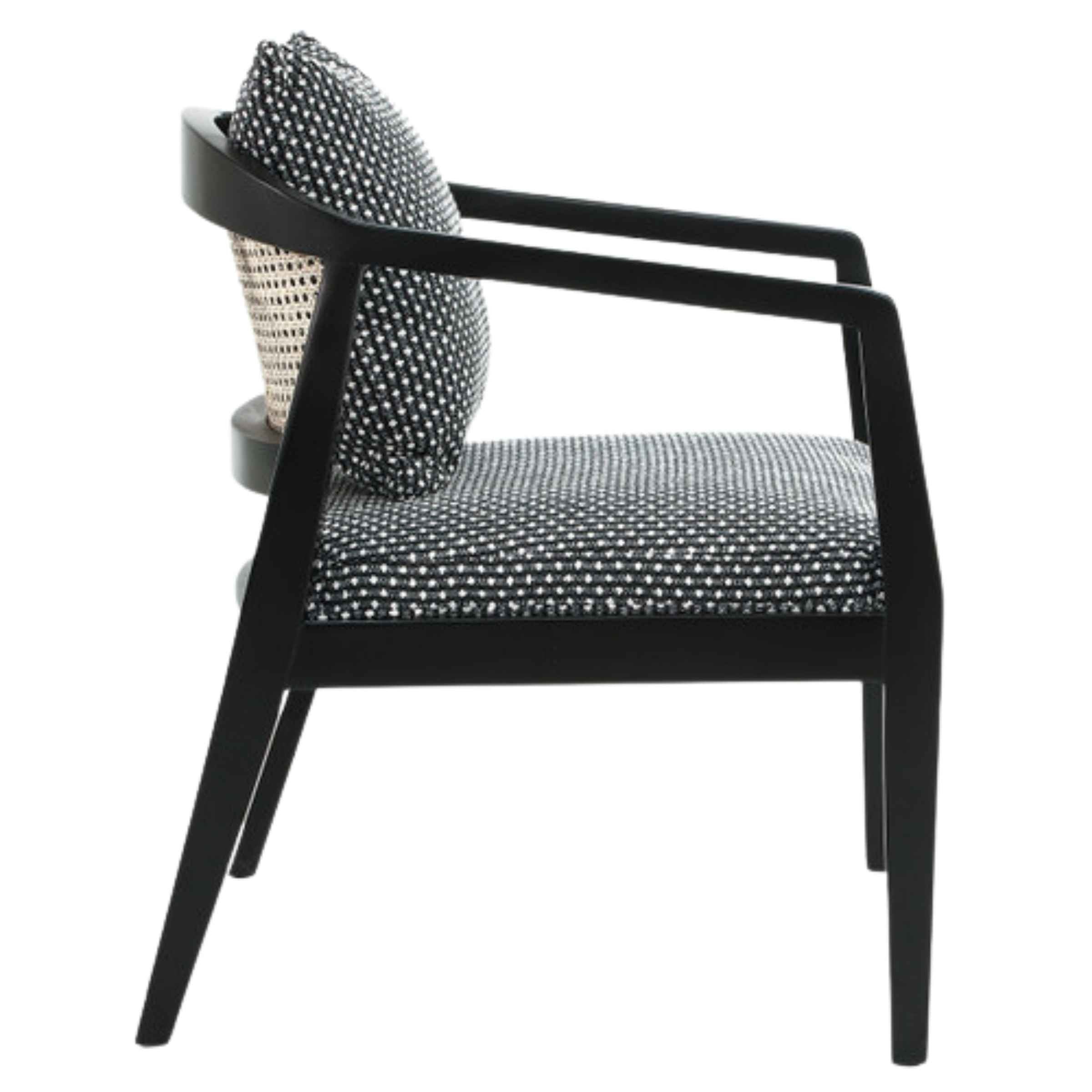 Woven Back Wooden Textured Black Accent Chair - Black 16897 - Armchairs - ebarza Furniture UAE | Shop Modern Furniture in Abu Dhabi & Dubai - مفروشات ايبازرا في الامارات | تسوق اثاث عصري وديكورات مميزة في دبي وابوظبي