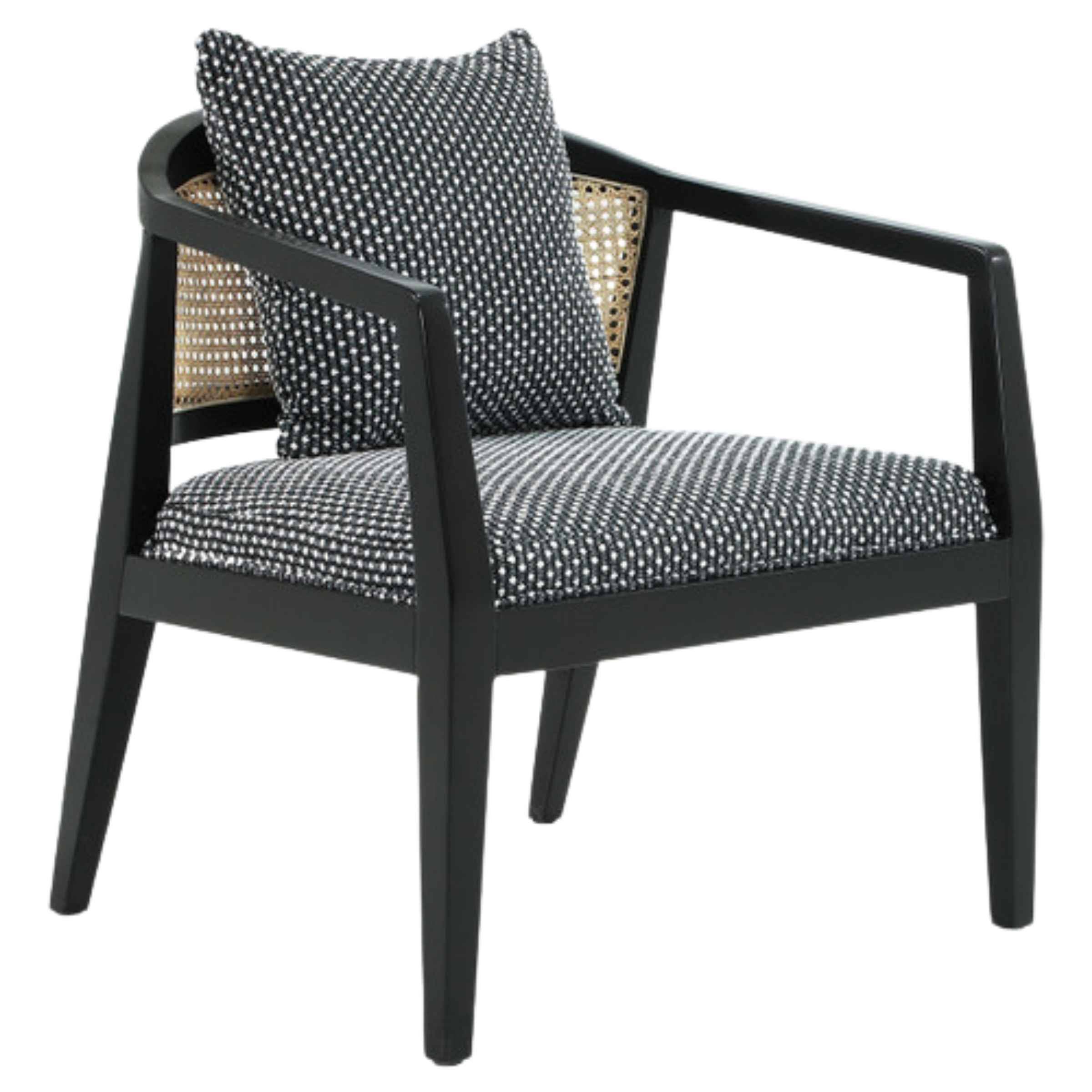Woven Back Wooden Textured Black Accent Chair - Black 16897 - Armchairs - ebarza Furniture UAE | Shop Modern Furniture in Abu Dhabi & Dubai - مفروشات ايبازرا في الامارات | تسوق اثاث عصري وديكورات مميزة في دبي وابوظبي