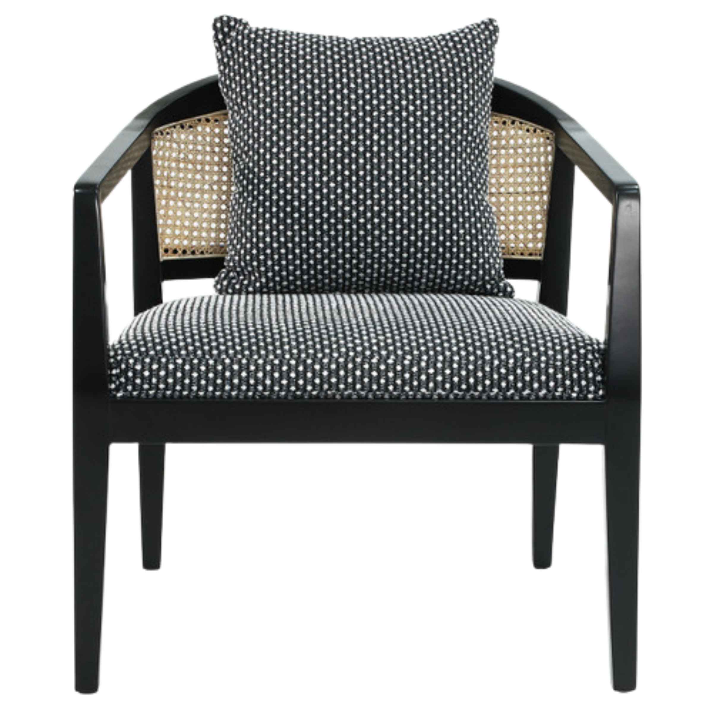Woven Back Wooden Textured Black Accent Chair - Black 16897 - Armchairs - ebarza Furniture UAE | Shop Modern Furniture in Abu Dhabi & Dubai - مفروشات ايبازرا في الامارات | تسوق اثاث عصري وديكورات مميزة في دبي وابوظبي