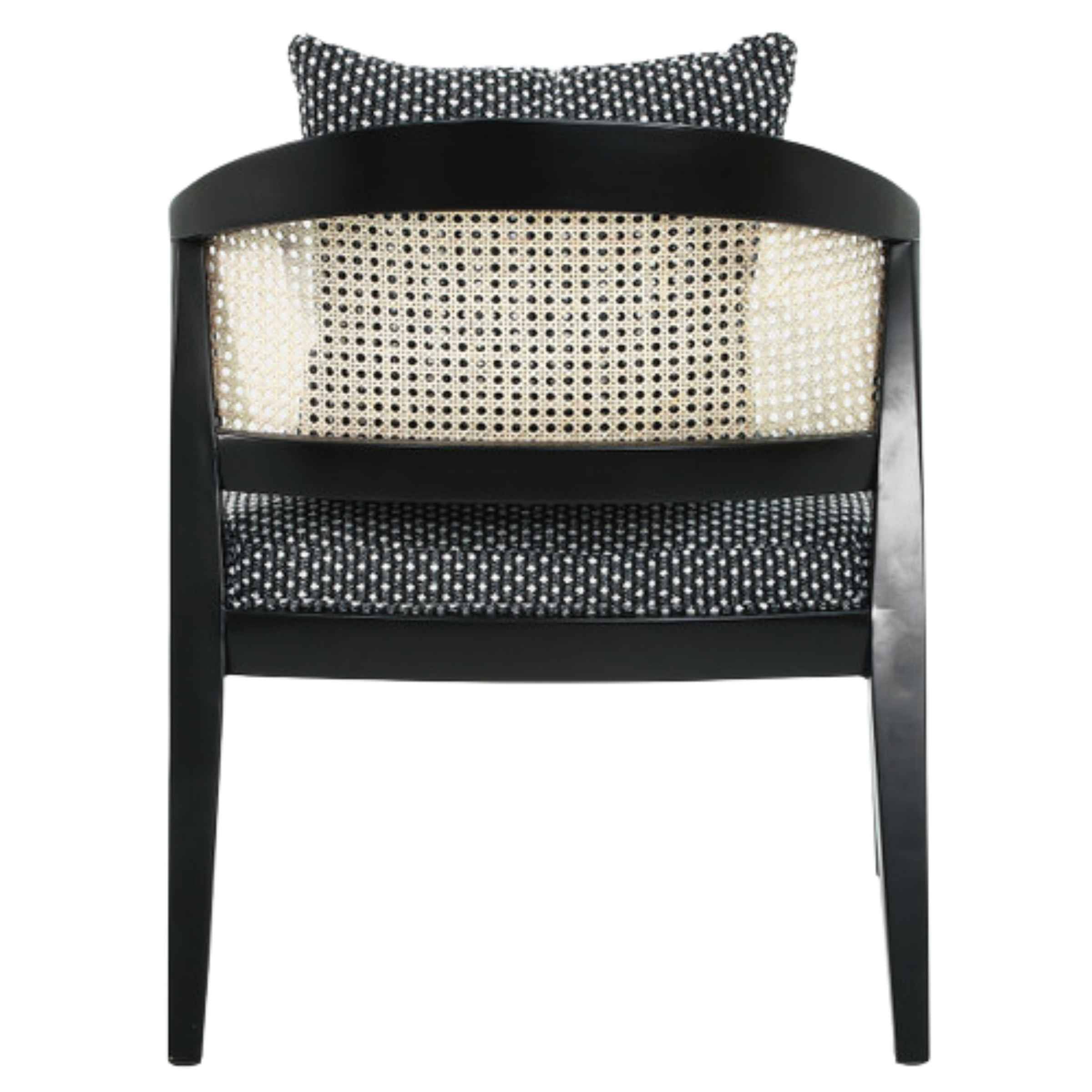 Woven Back Wooden Textured Black Accent Chair - Black 16897 - Armchairs - ebarza Furniture UAE | Shop Modern Furniture in Abu Dhabi & Dubai - مفروشات ايبازرا في الامارات | تسوق اثاث عصري وديكورات مميزة في دبي وابوظبي
