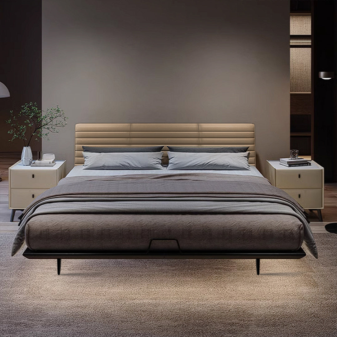 Pre-order 65 Days Delivery First Layer Leather Bed K2190 - Bedsteads - ebarza Furniture UAE | Shop Modern Furniture in Abu Dhabi & Dubai - مفروشات ايبازرا في الامارات | تسوق اثاث عصري وديكورات مميزة في دبي وابوظبي
