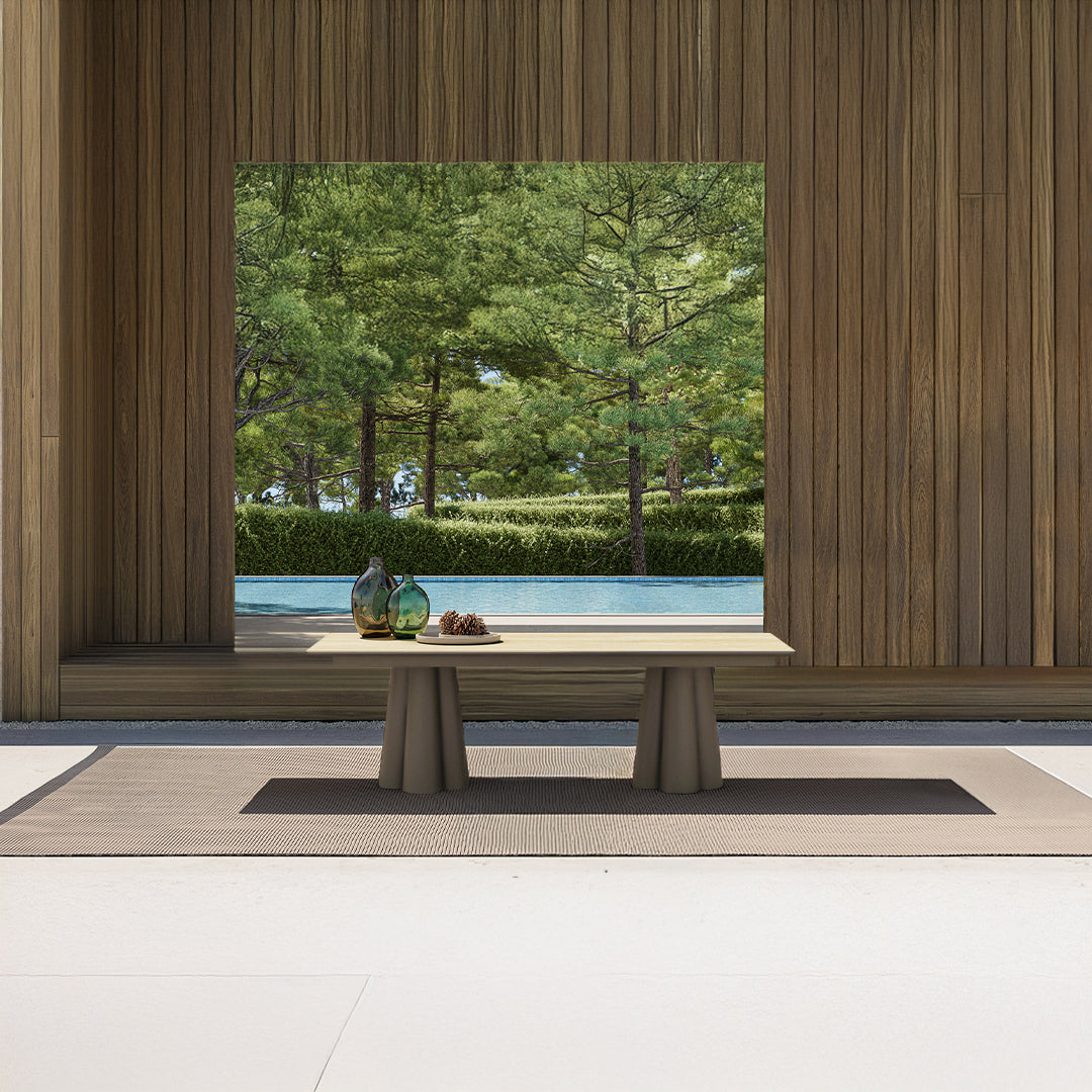 Clover Outdoor Extendable Dining Table With 2 Extensions - AM9032N45CER + AB5570N37ALU - Outdoor Tables - ebarza Furniture UAE | Shop Modern Furniture in Abu Dhabi & Dubai - مفروشات ايبازرا في الامارات | تسوق اثاث عصري وديكورات مميزة في دبي وابوظبي