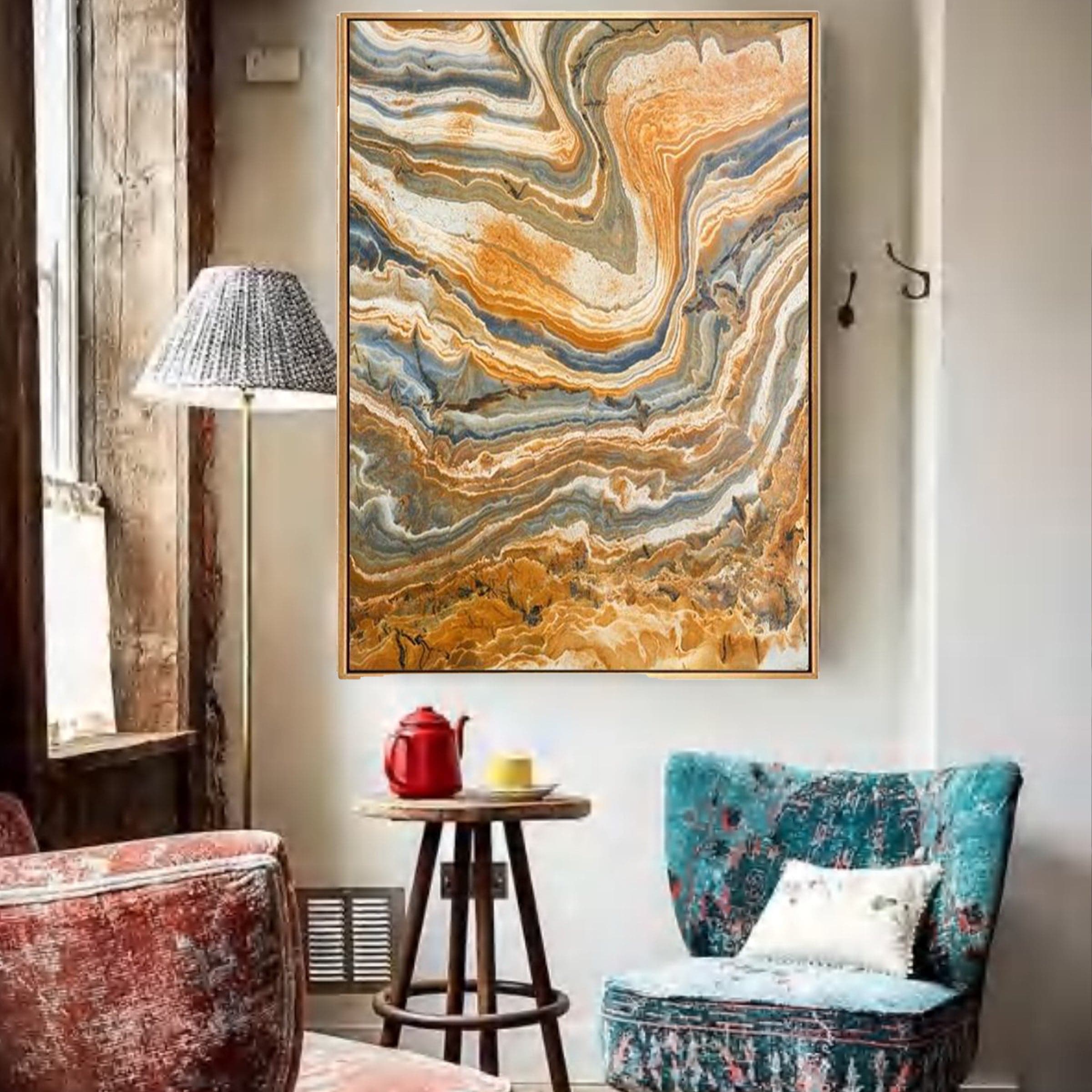 Yellow Granite Pattern Painting Wall Art Fl-H237B -  Paintings - ebarza Furniture UAE | Shop Modern Furniture in Abu Dhabi & Dubai - مفروشات ايبازرا في الامارات | تسوق اثاث عصري وديكورات مميزة في دبي وابوظبي