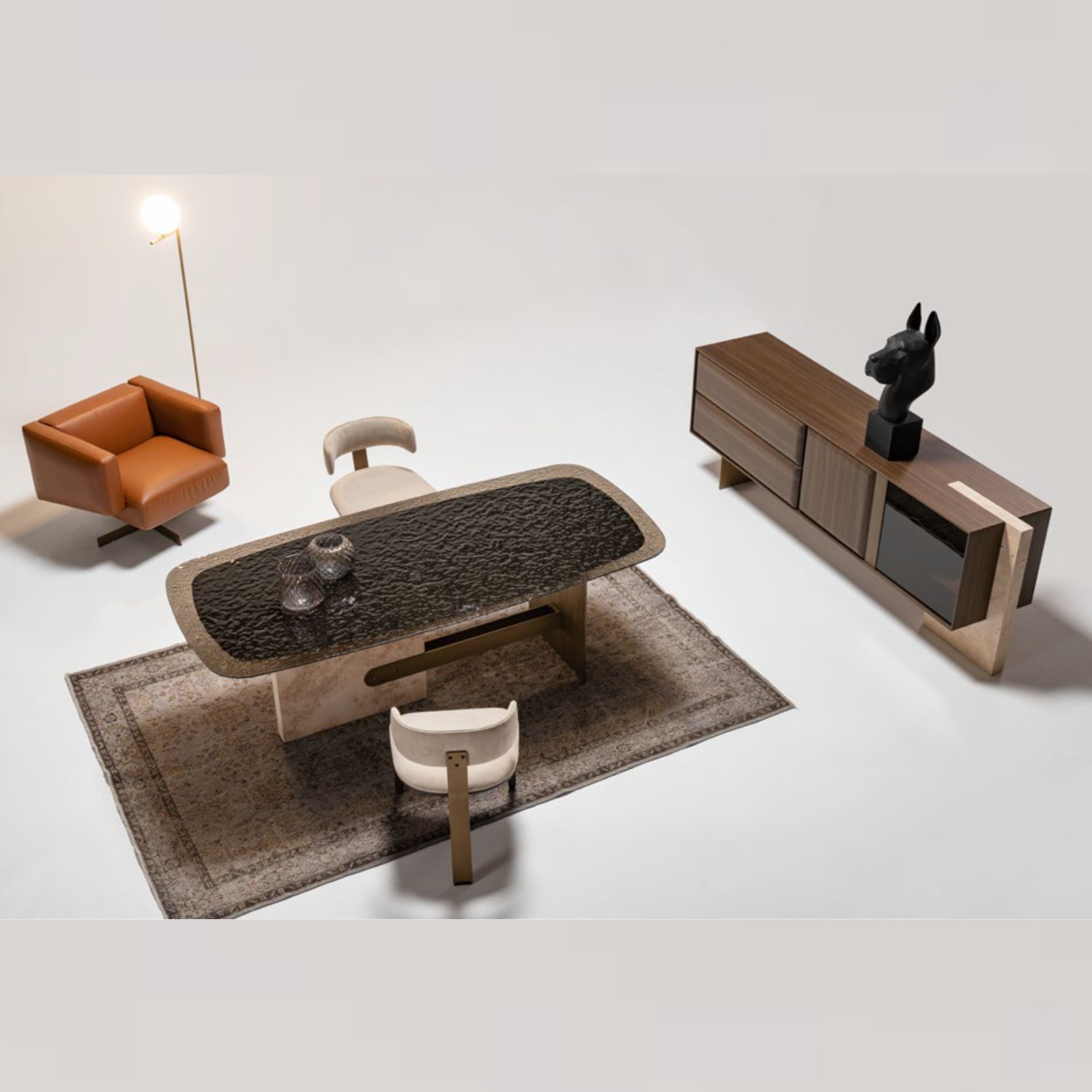 Era Dining Table With Glass Top and Wood Legs Era-Glassdining - Dining Tables - ebarza Furniture UAE | Shop Modern Furniture in Abu Dhabi & Dubai - مفروشات ايبازرا في الامارات | تسوق اثاث عصري وديكورات مميزة في دبي وابوظبي