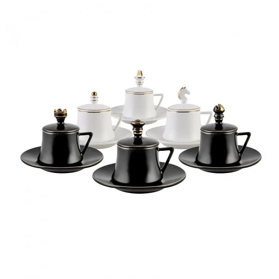 Karaca Chess Set Of 6 Coffee Cups 153.03.06.1507 - Coffee Sets - ebarza Furniture UAE | Shop Modern Furniture in Abu Dhabi & Dubai - مفروشات ايبازرا في الامارات | تسوق اثاث عصري وديكورات مميزة في دبي وابوظبي