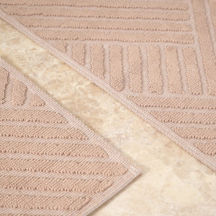 Karaca Home Kelly Line Beige Mop Set 200.21.01.0236 - Bath Mats - ebarza Furniture UAE | Shop Modern Furniture in Abu Dhabi & Dubai - مفروشات ايبازرا في الامارات | تسوق اثاث عصري وديكورات مميزة في دبي وابوظبي