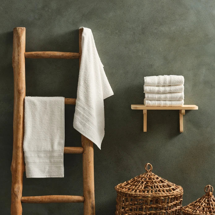Karaca Home Road Off White 6 Pcs Towel Set 50x90 cm 200.21.01.0737 - Towels - ebarza Furniture UAE | Shop Modern Furniture in Abu Dhabi & Dubai - مفروشات ايبازرا في الامارات | تسوق اثاث عصري وديكورات مميزة في دبي وابوظبي
