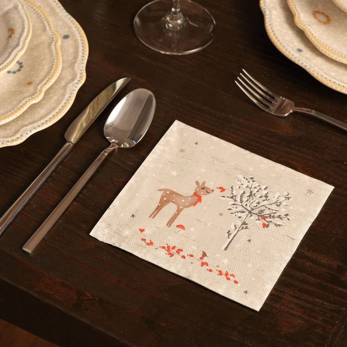Karaca Home New Year Sniffing Deer 20 Pcs Paper Napkin 300.22.02.1017 - Napkins - ebarza Furniture UAE | Shop Modern Furniture in Abu Dhabi & Dubai - مفروشات ايبازرا في الامارات | تسوق اثاث عصري وديكورات مميزة في دبي وابوظبي