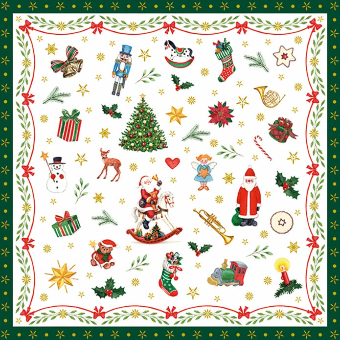 Karaca Home New Year Ornaments All Over Green Paper Napkin 300.22.02.1020 - Napkins - ebarza Furniture UAE | Shop Modern Furniture in Abu Dhabi & Dubai - مفروشات ايبازرا في الامارات | تسوق اثاث عصري وديكورات مميزة في دبي وابوظبي