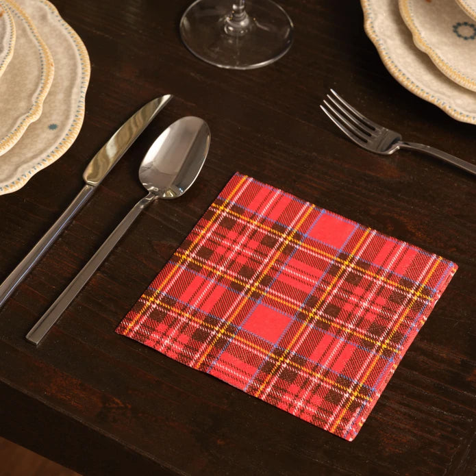 Karaca Home New Year Scottish Red Paper Napkin 300.22.02.1026 - Napkins - ebarza Furniture UAE | Shop Modern Furniture in Abu Dhabi & Dubai - مفروشات ايبازرا في الامارات | تسوق اثاث عصري وديكورات مميزة في دبي وابوظبي