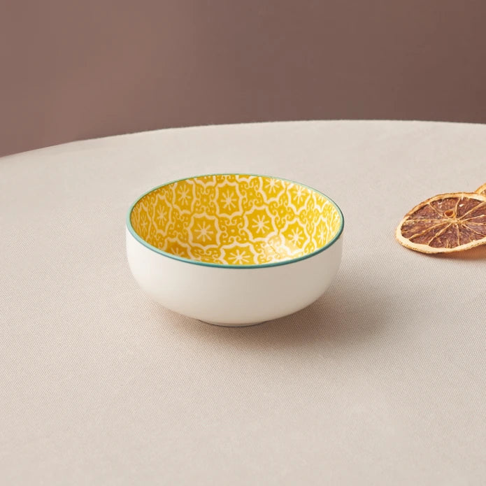 Karaca Floral Yellow Round Cookie Bowl 10 cm 153.03.08.2974 -  Bowls - ebarza Furniture UAE | Shop Modern Furniture in Abu Dhabi & Dubai - مفروشات ايبازرا في الامارات | تسوق اثاث عصري وديكورات مميزة في دبي وابوظبي