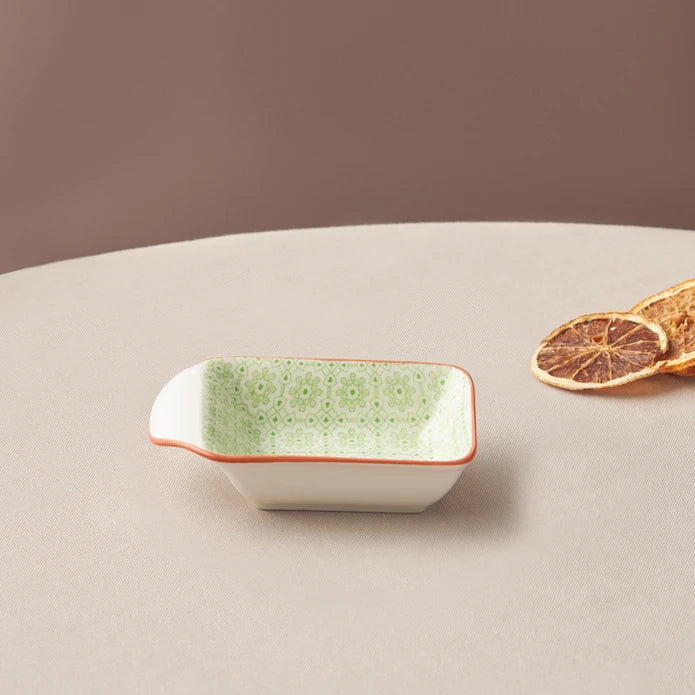 Karaca Floral Green Rectangle Cookie/Sauce Bowl 10 cm 153.03.08.2995 -  Bowls - ebarza Furniture UAE | Shop Modern Furniture in Abu Dhabi & Dubai - مفروشات ايبازرا في الامارات | تسوق اثاث عصري وديكورات مميزة في دبي وابوظبي