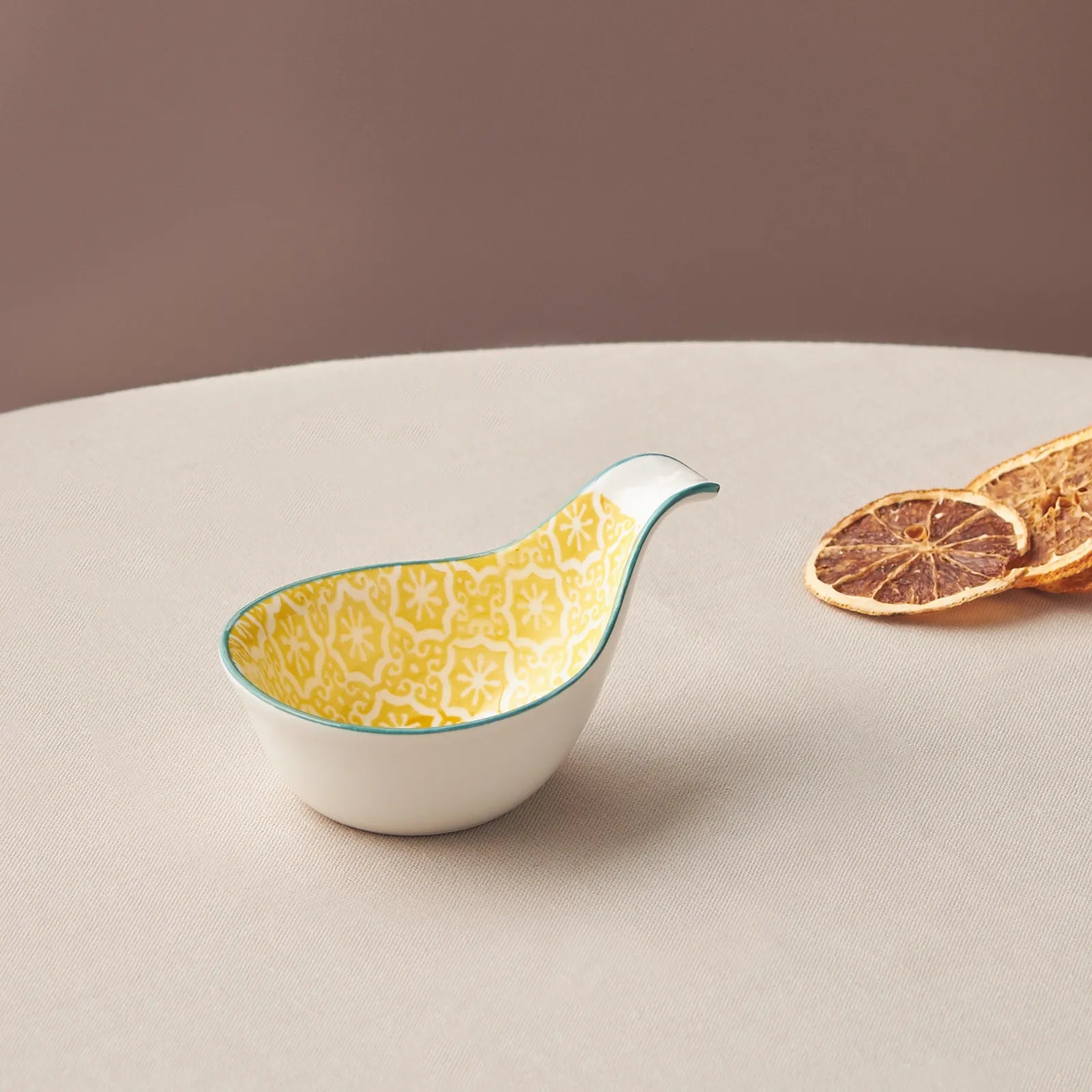 Karaca Floral Yellow Drop Cookie/Sauce Bowl 10 cm 153.03.08.2998 -  Bowls - ebarza Furniture UAE | Shop Modern Furniture in Abu Dhabi & Dubai - مفروشات ايبازرا في الامارات | تسوق اثاث عصري وديكورات مميزة في دبي وابوظبي