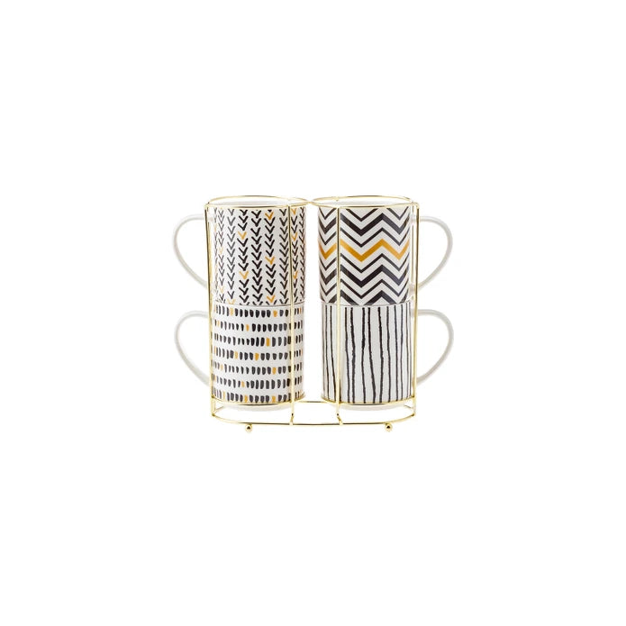 Karaca Nomar 5 Piece Stand Porcelain Mug / Mug Set 153.03.07.7746 - Mugs - ebarza Furniture UAE | Shop Modern Furniture in Abu Dhabi & Dubai - مفروشات ايبازرا في الامارات | تسوق اثاث عصري وديكورات مميزة في دبي وابوظبي