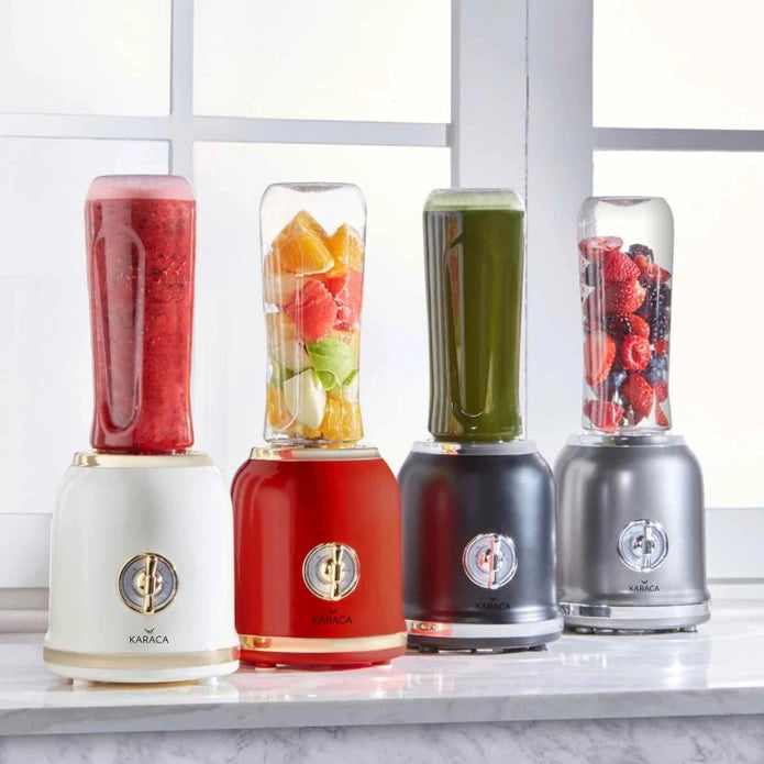 Karaca Retro Personal Personal Smoothie Blender Red 153.03.06.2448 - Kitchen Appliances - ebarza Furniture UAE | Shop Modern Furniture in Abu Dhabi & Dubai - مفروشات ايبازرا في الامارات | تسوق اثاث عصري وديكورات مميزة في دبي وابوظبي