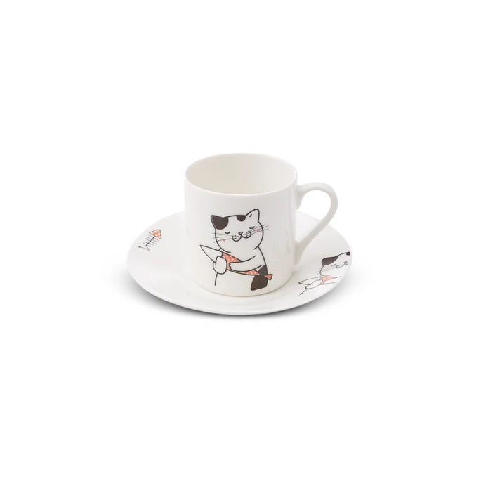 Karaca Cat Set of 6 Coffee Cups 80 ml 153.03.06.8115 - Coffee Sets - ebarza Furniture UAE | Shop Modern Furniture in Abu Dhabi & Dubai - مفروشات ايبازرا في الامارات | تسوق اثاث عصري وديكورات مميزة في دبي وابوظبي