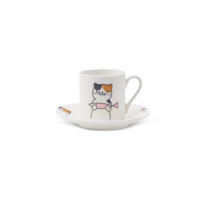 Karaca Cat Set of 6 Coffee Cups 80 ml 153.03.06.8115 - Coffee Sets - ebarza Furniture UAE | Shop Modern Furniture in Abu Dhabi & Dubai - مفروشات ايبازرا في الامارات | تسوق اثاث عصري وديكورات مميزة في دبي وابوظبي