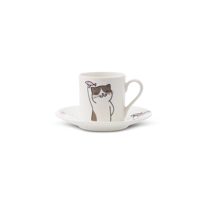 Karaca Cat Set of 6 Coffee Cups 80 ml 153.03.06.8115 - Coffee Sets - ebarza Furniture UAE | Shop Modern Furniture in Abu Dhabi & Dubai - مفروشات ايبازرا في الامارات | تسوق اثاث عصري وديكورات مميزة في دبي وابوظبي