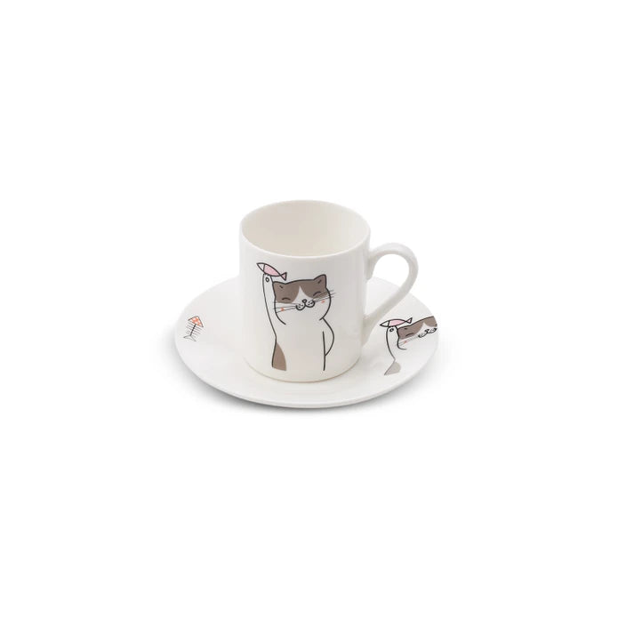 Karaca Cat Set of 6 Coffee Cups 80 ml 153.03.06.8115 - Coffee Sets - ebarza Furniture UAE | Shop Modern Furniture in Abu Dhabi & Dubai - مفروشات ايبازرا في الامارات | تسوق اثاث عصري وديكورات مميزة في دبي وابوظبي