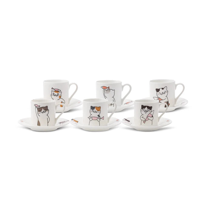 Karaca Cat Set of 6 Coffee Cups 80 ml 153.03.06.8115 - Coffee Sets - ebarza Furniture UAE | Shop Modern Furniture in Abu Dhabi & Dubai - مفروشات ايبازرا في الامارات | تسوق اثاث عصري وديكورات مميزة في دبي وابوظبي