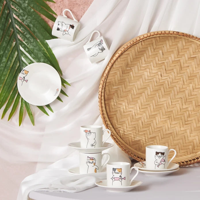 Karaca Cat Set of 6 Coffee Cups 80 ml 153.03.06.8115 - Coffee Sets - ebarza Furniture UAE | Shop Modern Furniture in Abu Dhabi & Dubai - مفروشات ايبازرا في الامارات | تسوق اثاث عصري وديكورات مميزة في دبي وابوظبي
