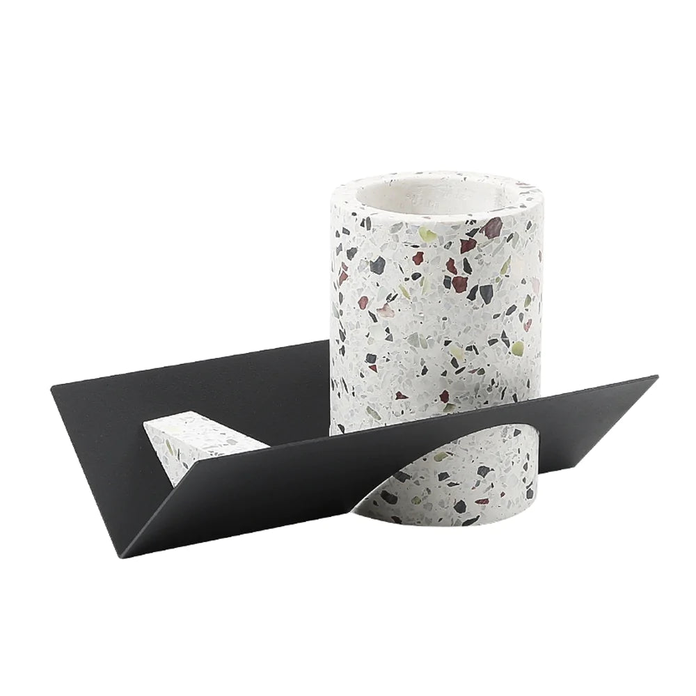 Terrazzo Vase With Metal Stand  Fc-T2203 -  Vases - ebarza Furniture UAE | Shop Modern Furniture in Abu Dhabi & Dubai - مفروشات ايبازرا في الامارات | تسوق اثاث عصري وديكورات مميزة في دبي وابوظبي