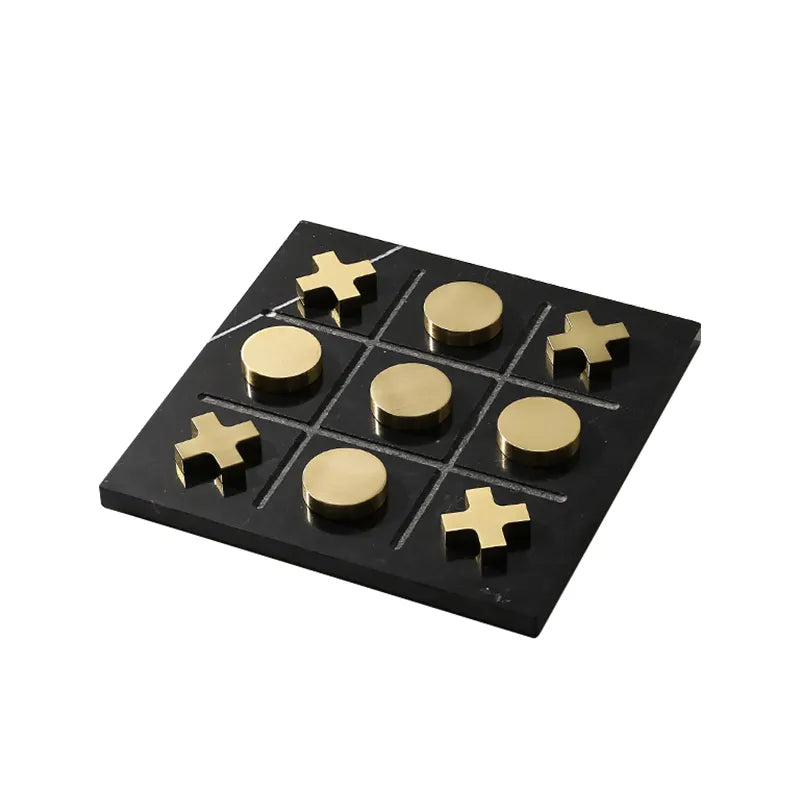 Black Marble Board Game With Gold Stainless Steel Pieces Fc-W2108A - Home Decor Figurines - ebarza Furniture UAE | Shop Modern Furniture in Abu Dhabi & Dubai - مفروشات ايبازرا في الامارات | تسوق اثاث عصري وديكورات مميزة في دبي وابوظبي